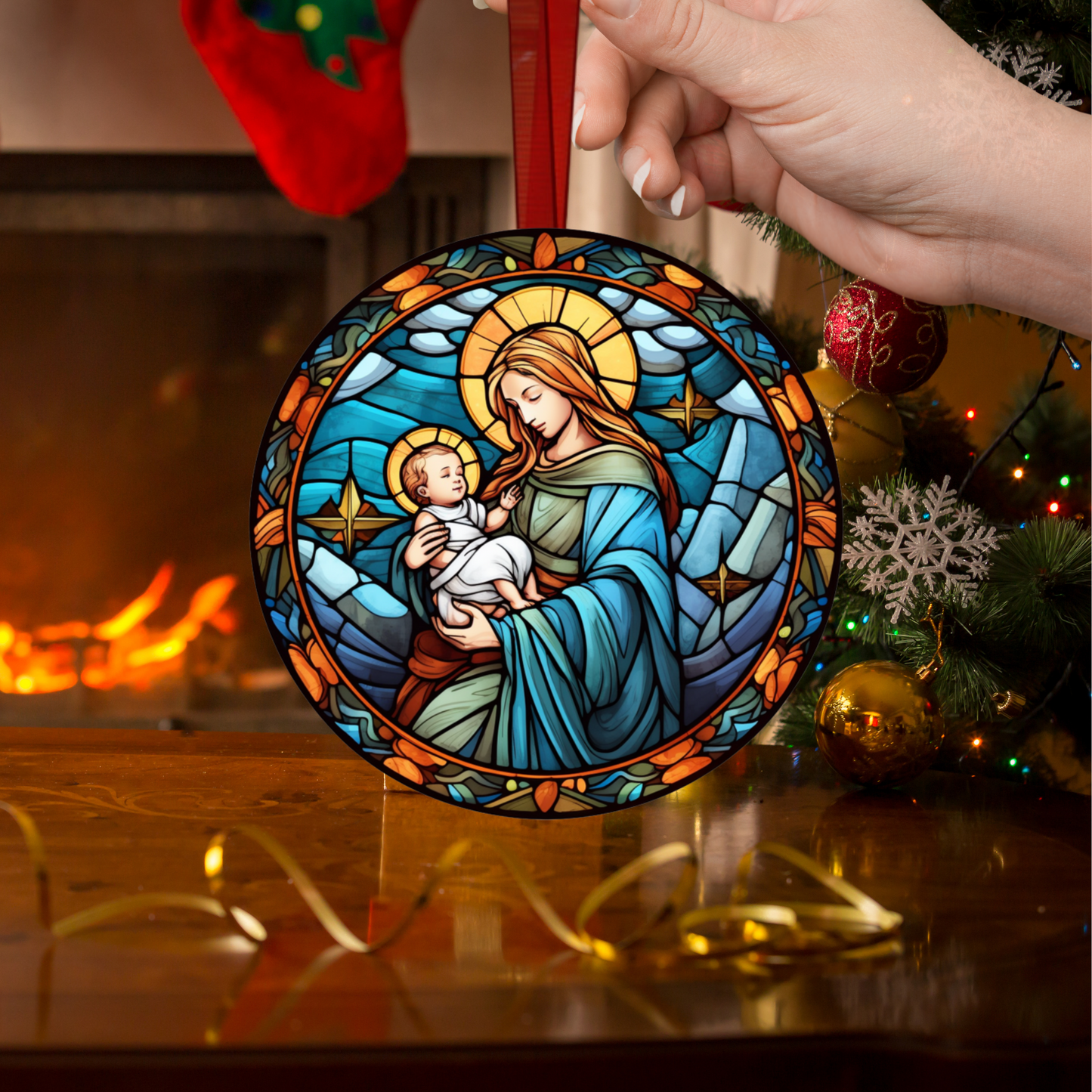 Orthodox Catholic Stained Glass Ornament, Keychain and Plaque