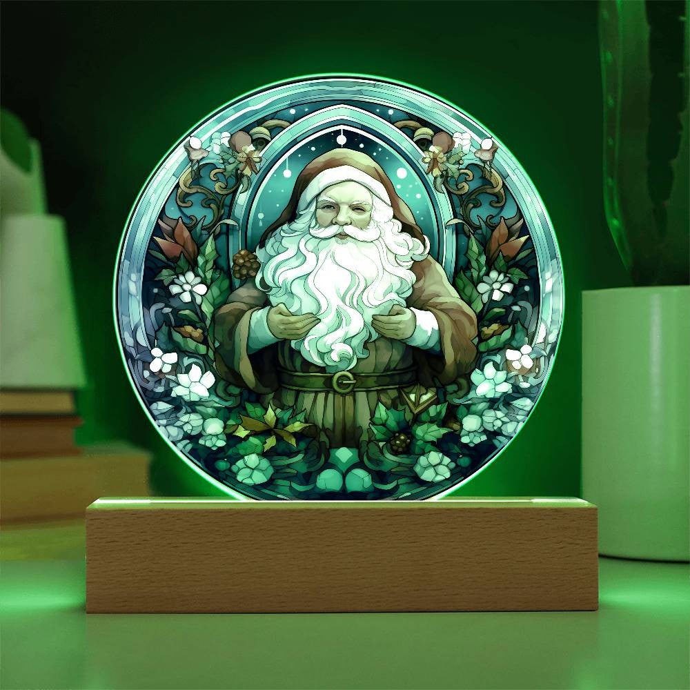 Stained Glass Style Santa Claus Acrylic Plaque