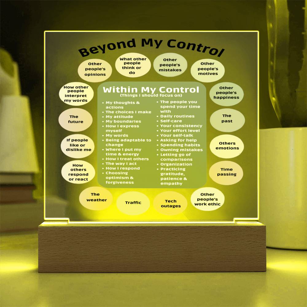 Things I can control Acrylic Decor What I can control Anxiety LED light Mindful Room Decor School Psychologist Office Decor Counselor Sign