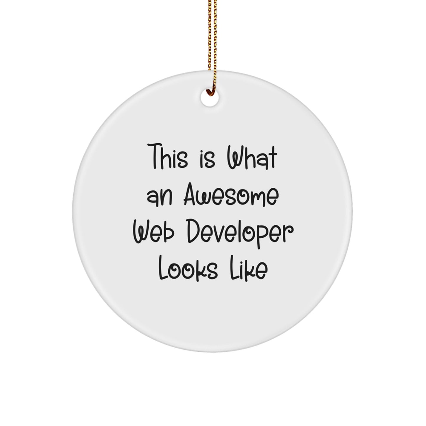 Funny Web Developer Gifts for Men, Web Developer Christmas Unique Gifts from Friends, 'This Is What An Awesome Web Developer Looks Like' Circle Ornament - Image 1
