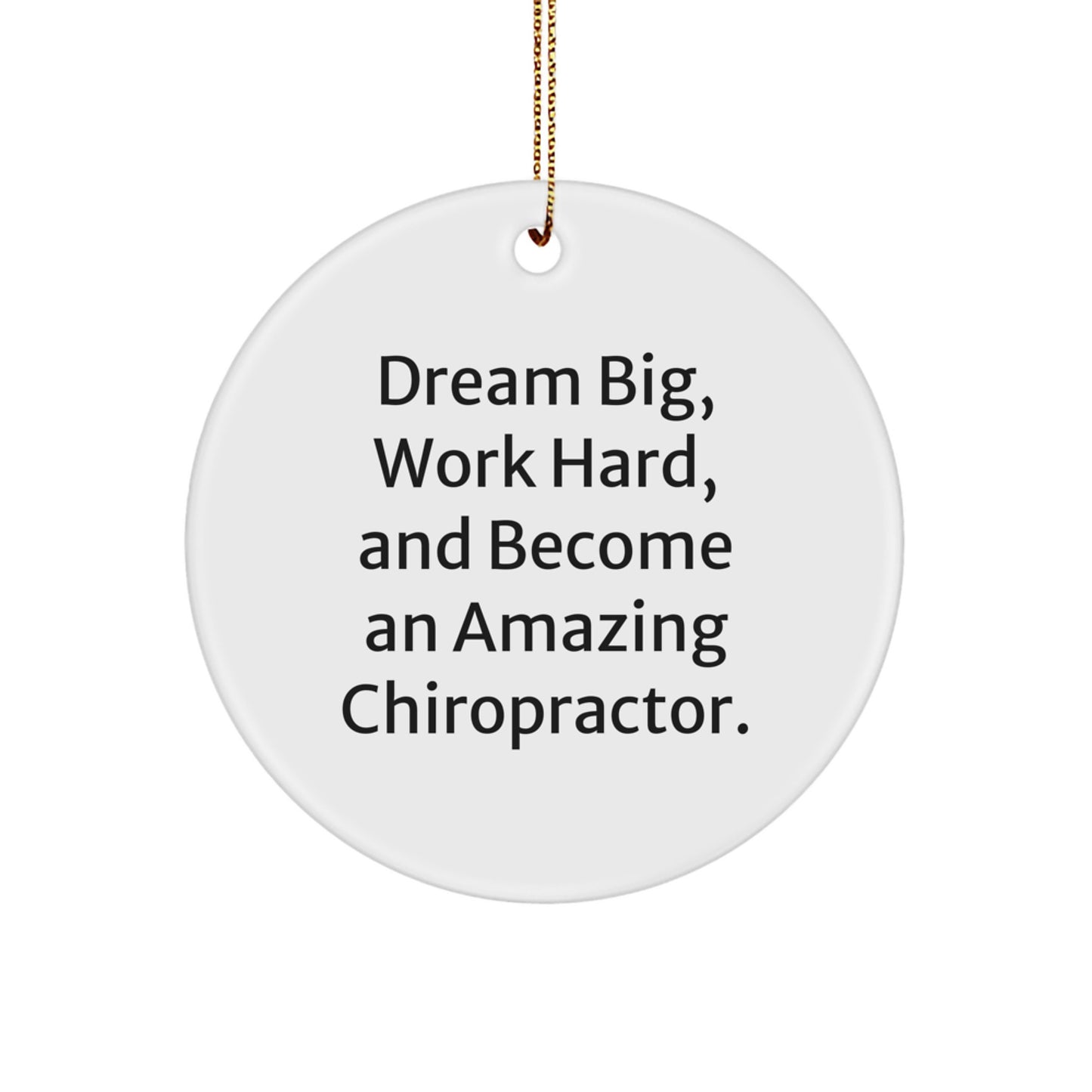 Chiropractor Gifts, 'Dream Big, Work Hard...' Funny Circle Ornament, Gifts from Family, for Christmas - Image 1