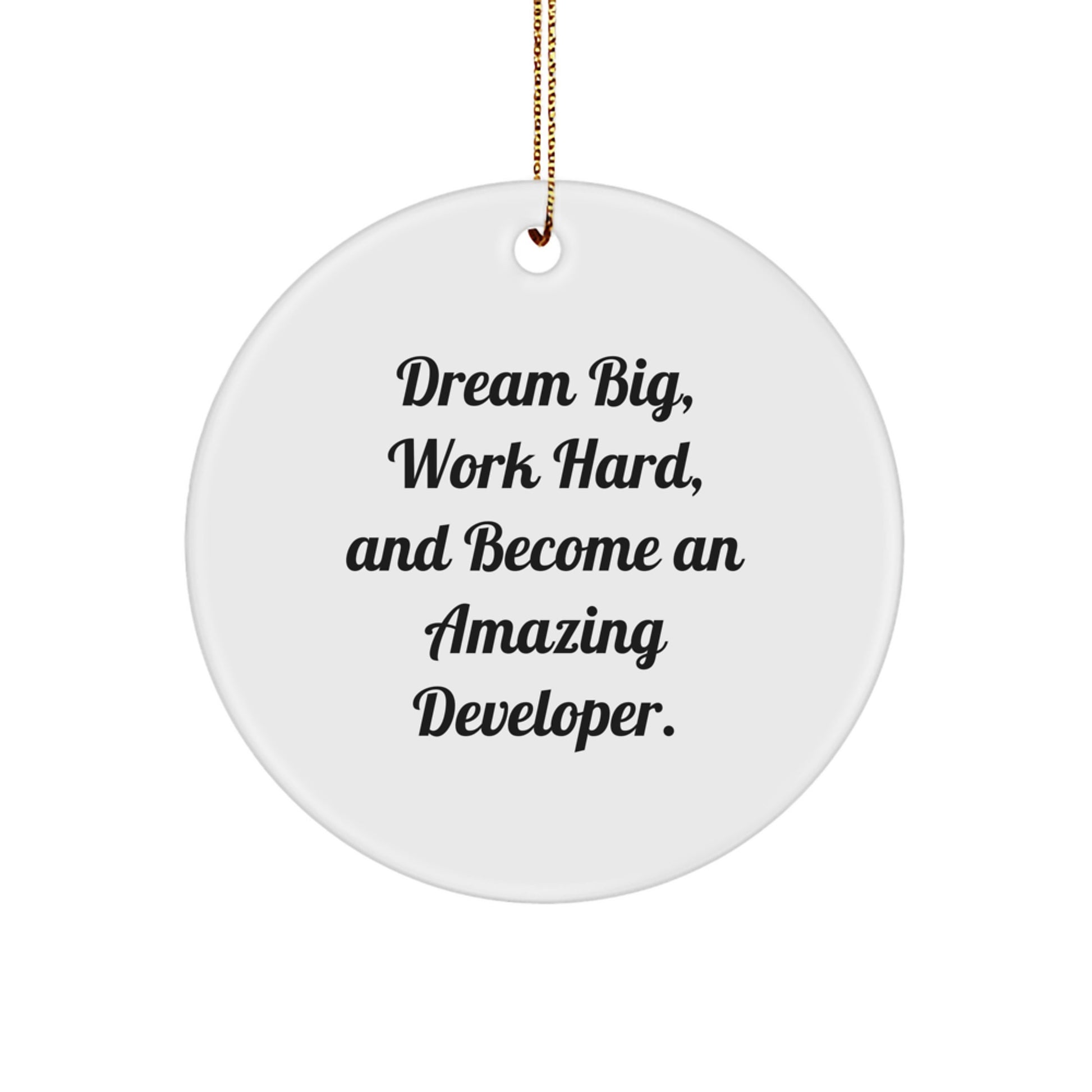 Developer Gifts from Santa - Circle Ornament, Dream Big, Work Hard, And Become An Amazing Developer. - Christmas Unique Gifts for Him, Her, Friends, Coworkers, Family - Image 1