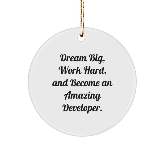 Developer Gifts from Santa - Circle Ornament, Dream Big, Work Hard, And Become An Amazing Developer. - Christmas Unique Gifts for Him, Her, Friends, Coworkers, Family - Image 1