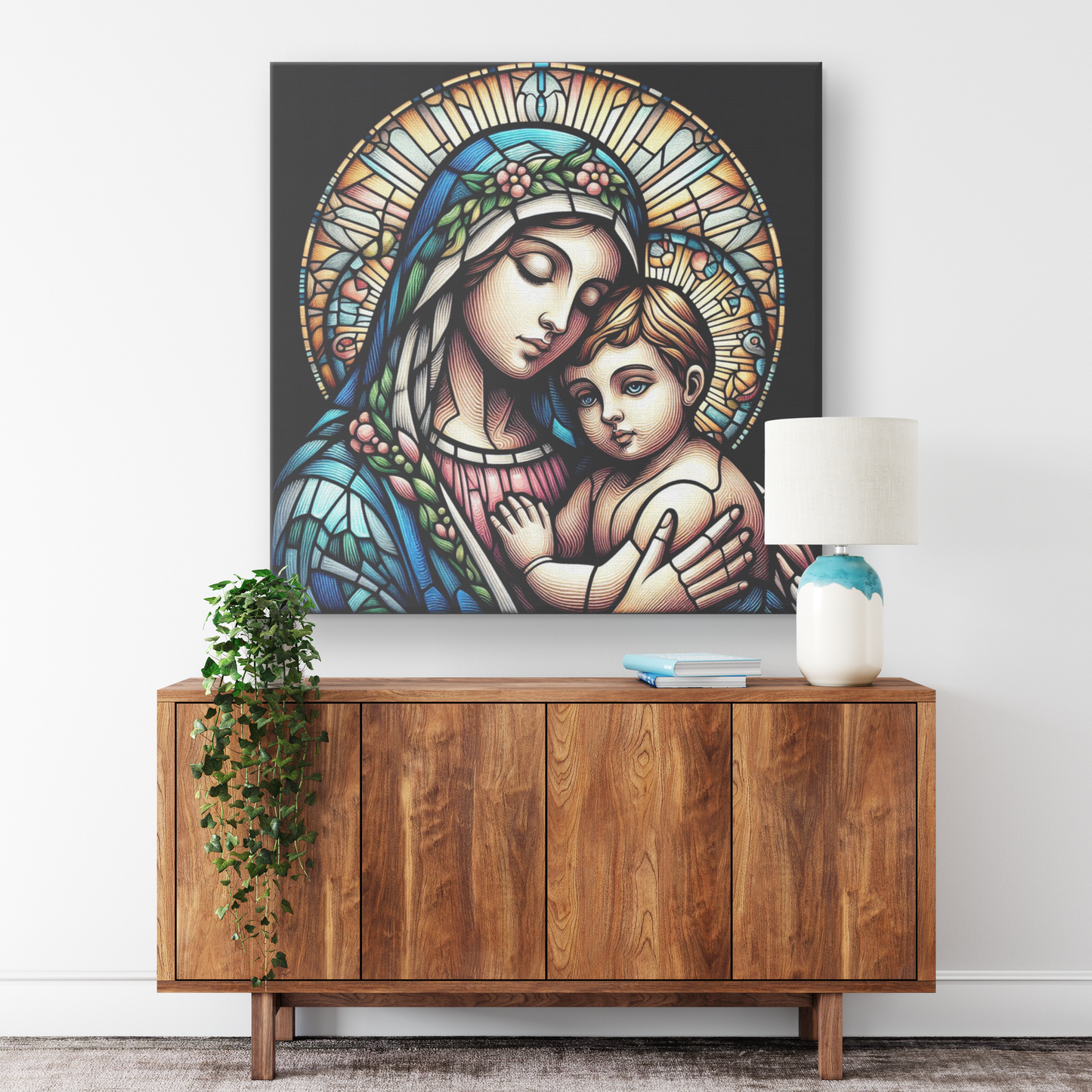 Virgin Mary and Baby Jesus Canvas Wall Art
