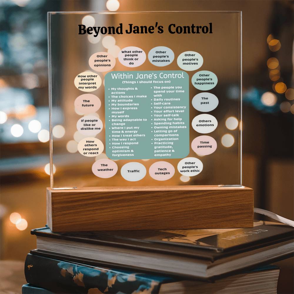 Things I can control Acrylic Decor What I can control Anxiety LED light Mindful Room Decor School Psychologist Office Decor Counselor Sign