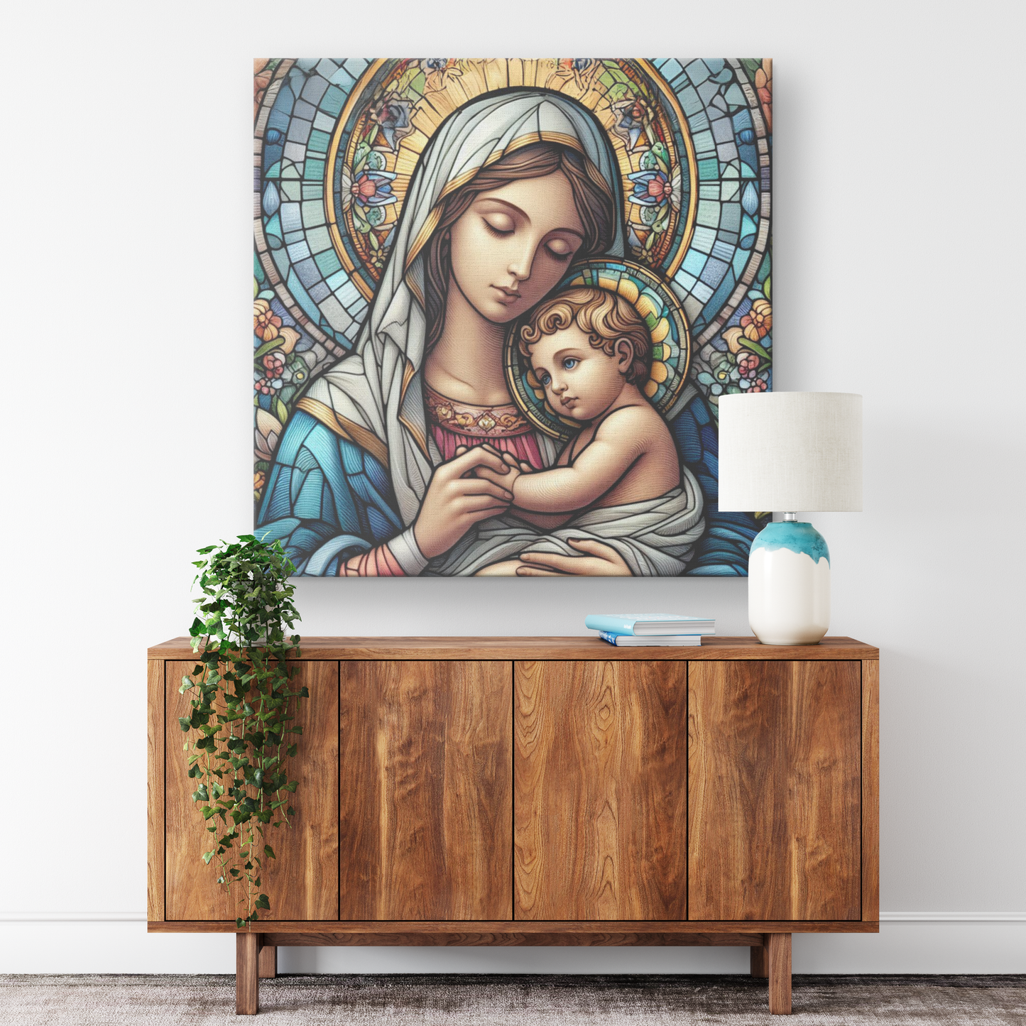 Virgin Mary and Baby Jesus Canvas Wall Art
