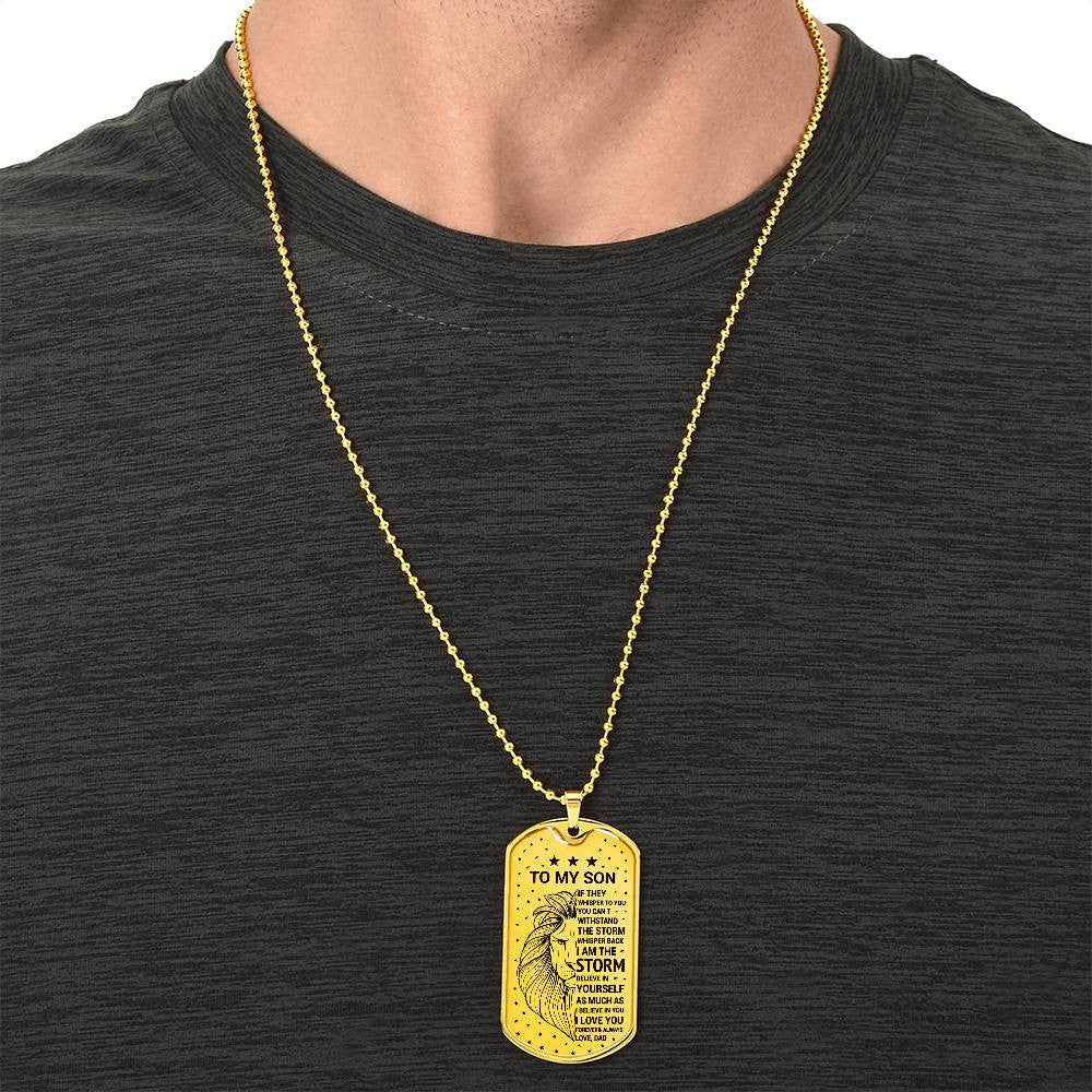 Custom Engraved Son Dog Tag Necklace and Keychain
