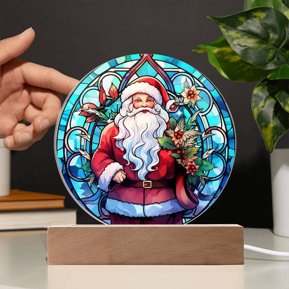 Stained Glass Style Santa Acrylic Plaque