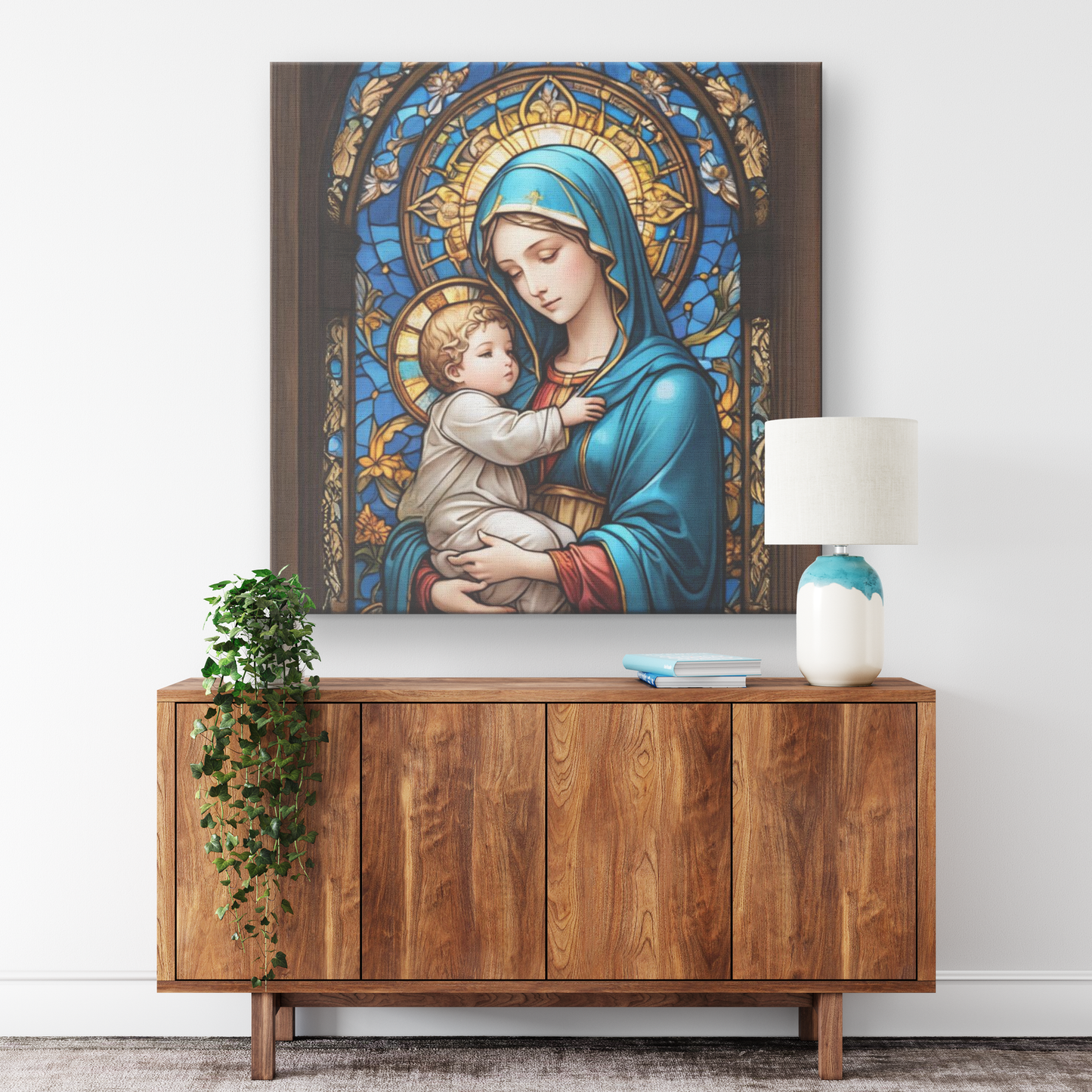 Virgin Mary & Baby Jesus Canvas Wall Art