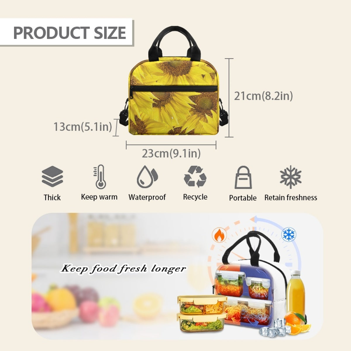 Sunflower Collection Portable Lunch Bag