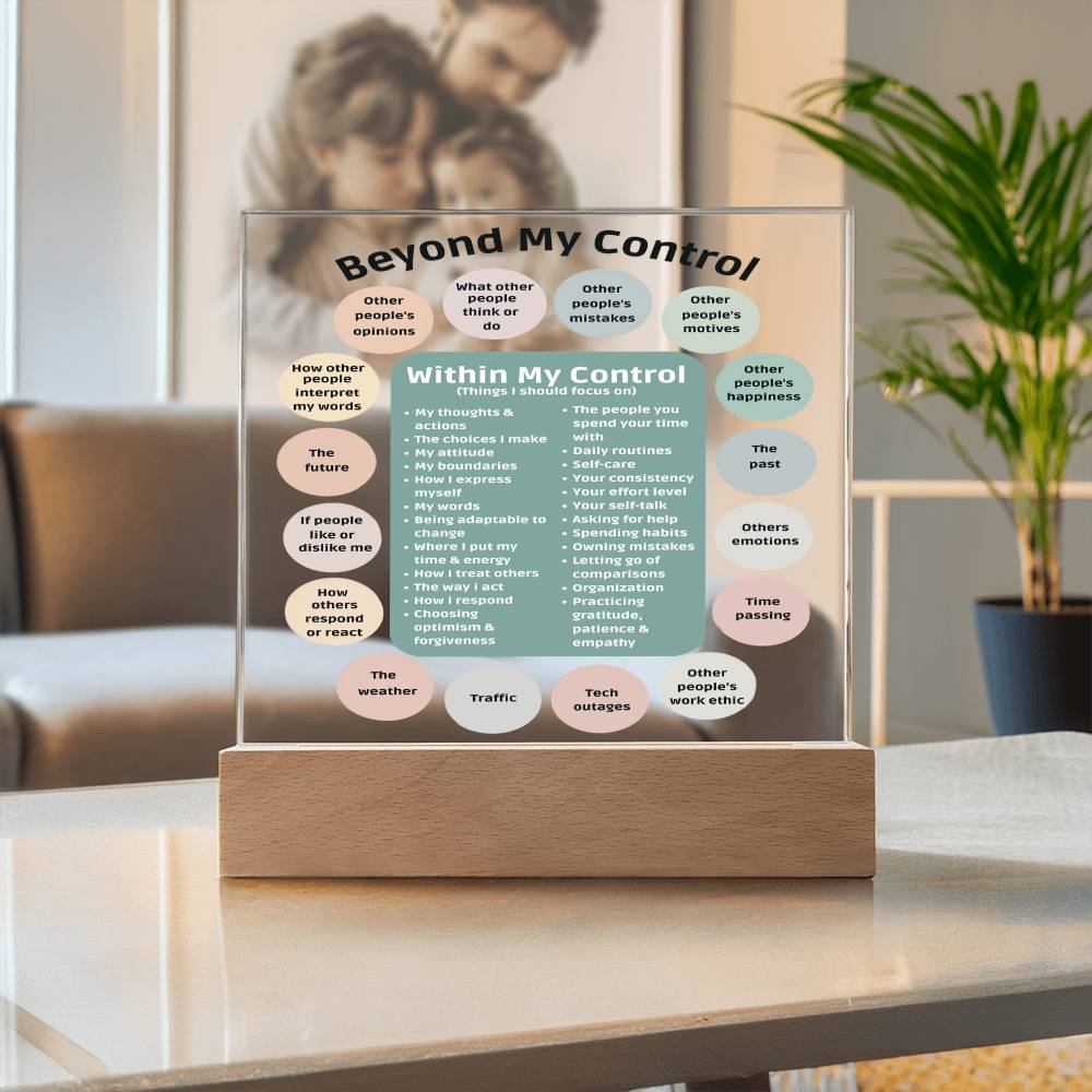 Things I can control Acrylic Decor What I can control Anxiety LED light Mindful Room Decor School Psychologist Office Decor Counselor Sign