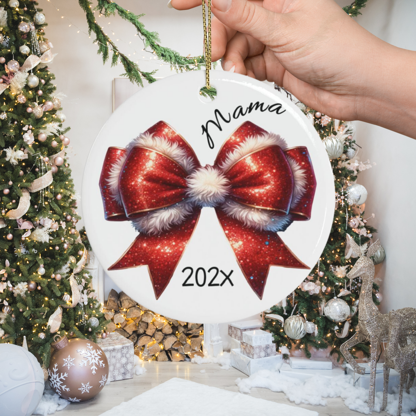 Mom Coquette Christmas Ornament