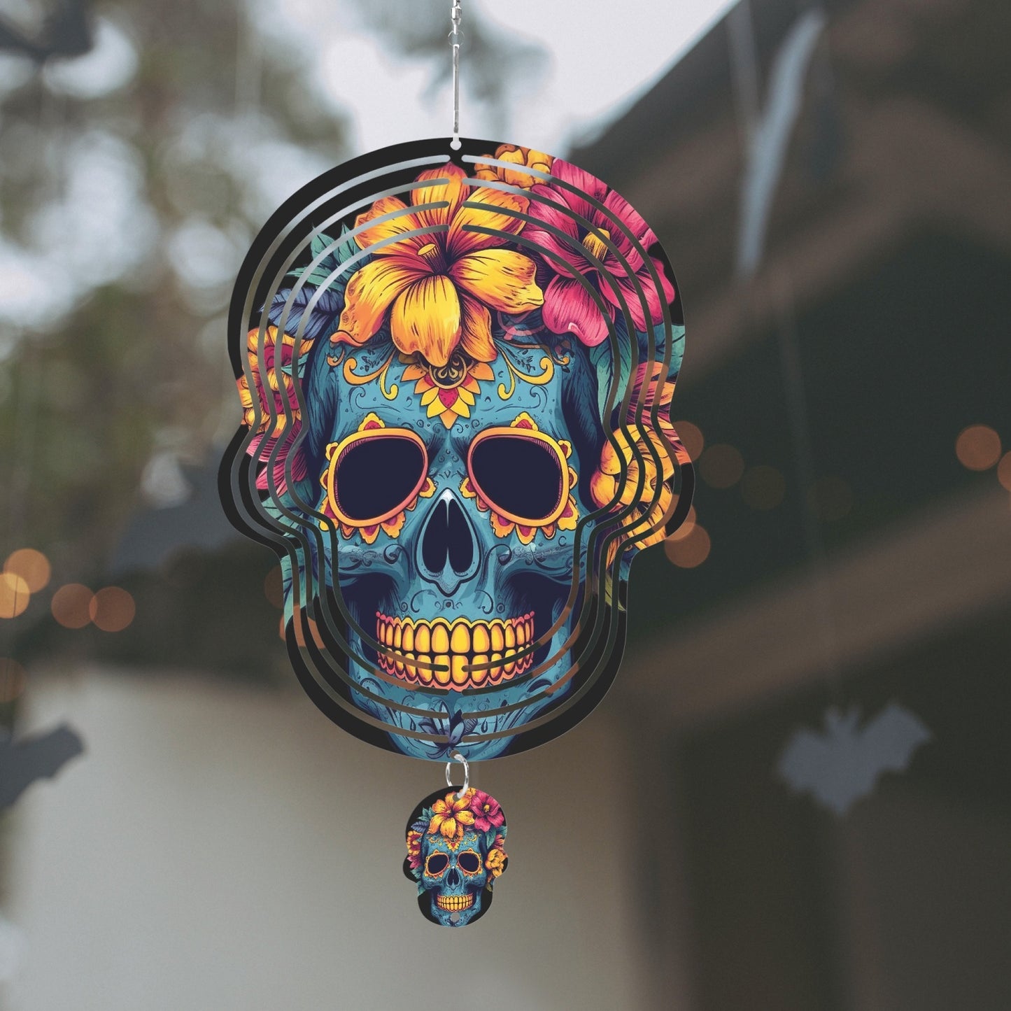 Blue Skull Wind Spinner
