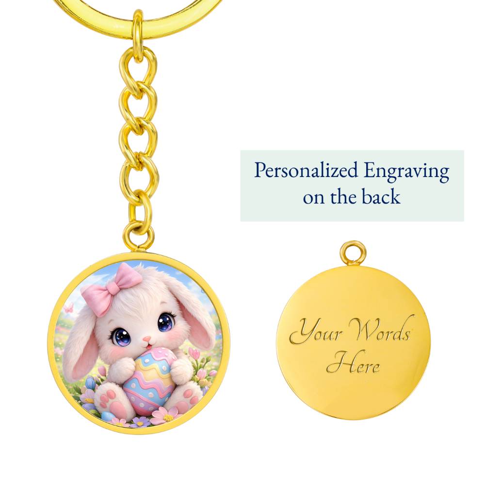 Cute Bunny Necklace or Keychain, Easter Bunny Jewelry, Pastel Rabbit Pendant for Teen Girl, Easter Basket Stuffer Gift