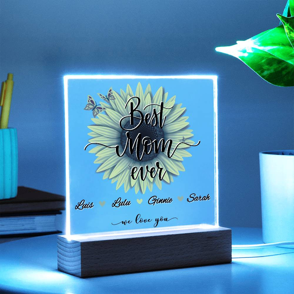 Personalized Best Mom Ever with Kids Names Plaque
