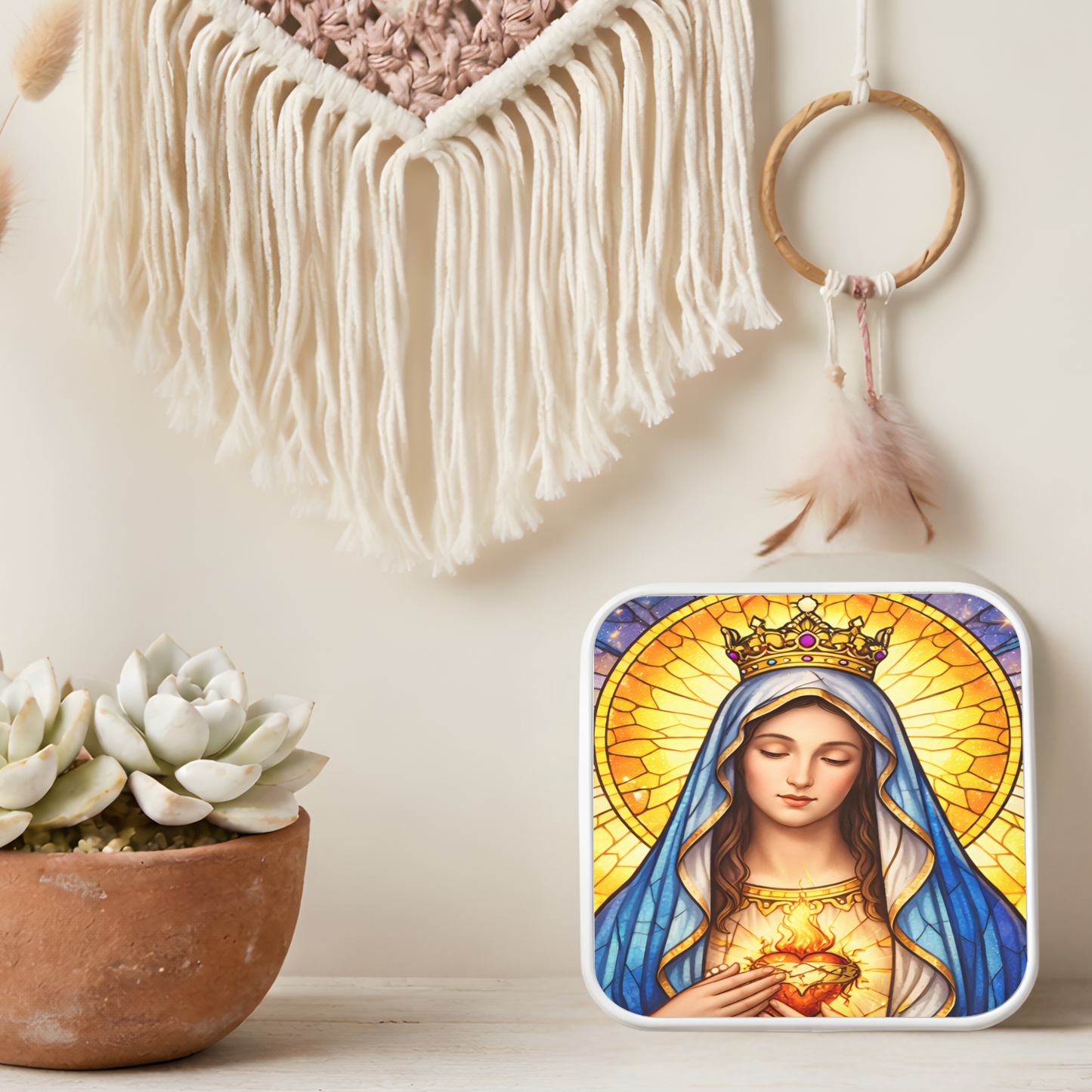 Immaculate Heart of Mary Necklace or Keychain, Catholic Marian Jewelry, Blessed Virgin Mary Pendant, Christian Faith Gift
