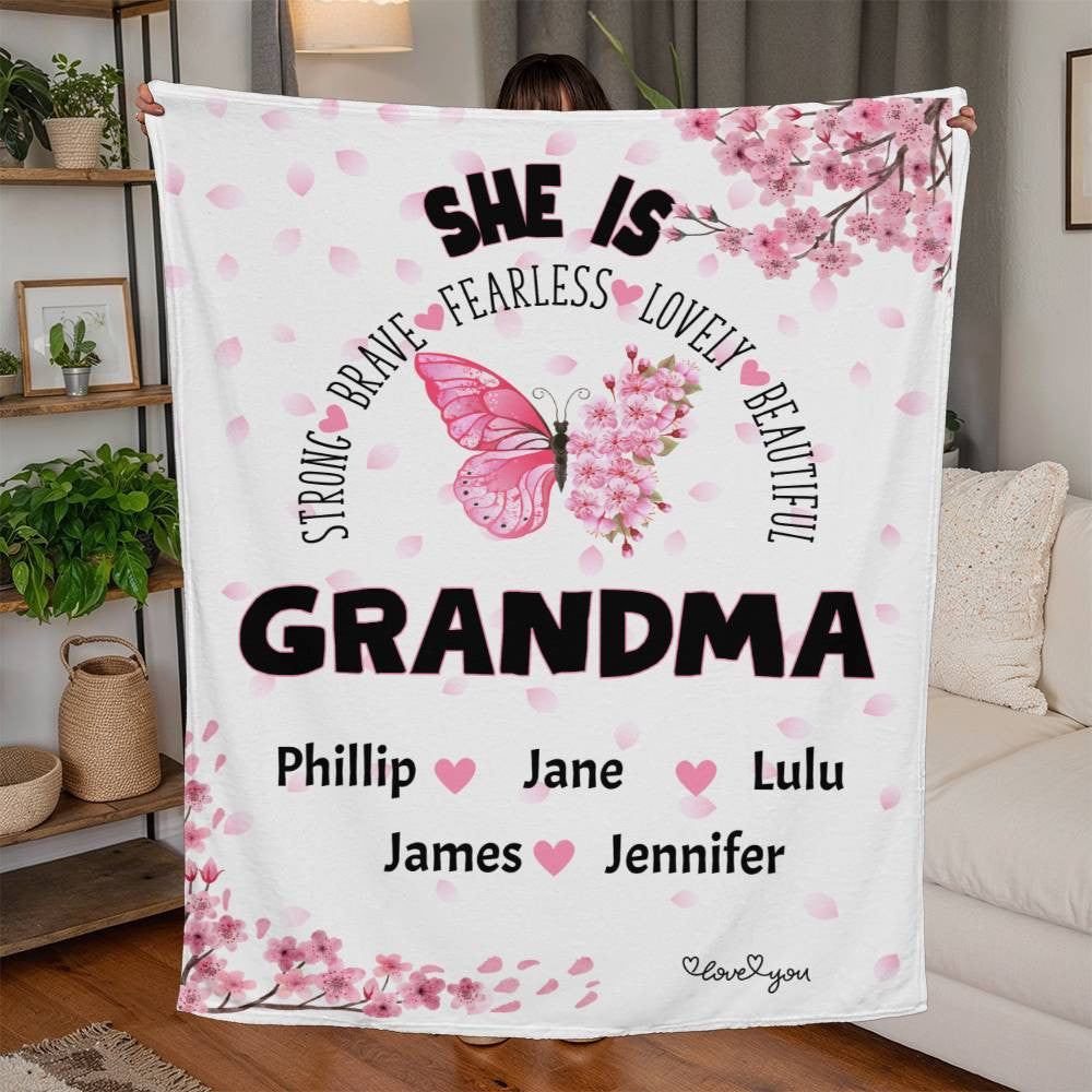 Personalized She Is Grandma Fleece Blanket 50" x 60"