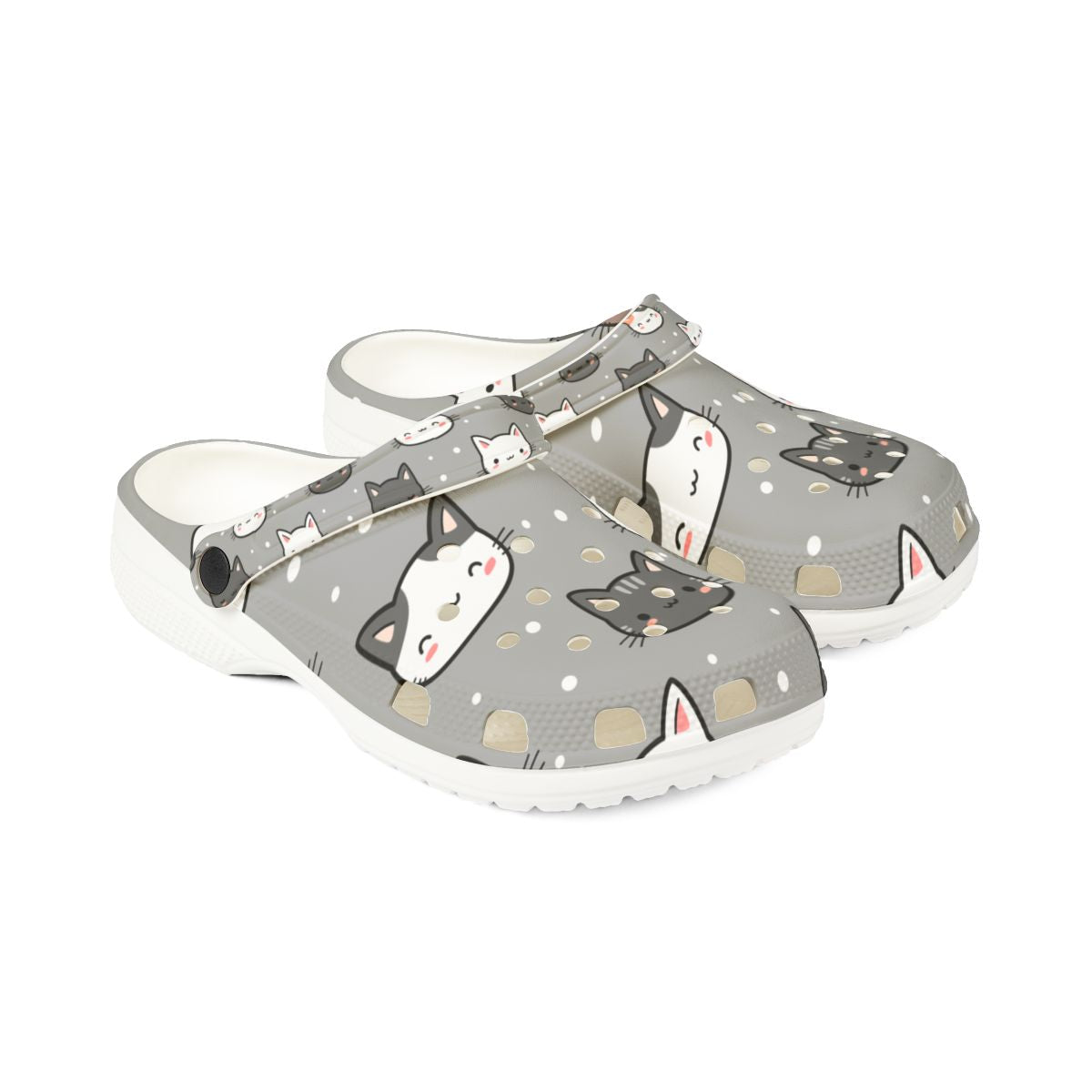 Gray Cat Garden Shoes for Adults & Kids – Lightweight EVA Slip-On Cute Animal Sandals Water-Resistant Nurse Comfort & Everyday Walking