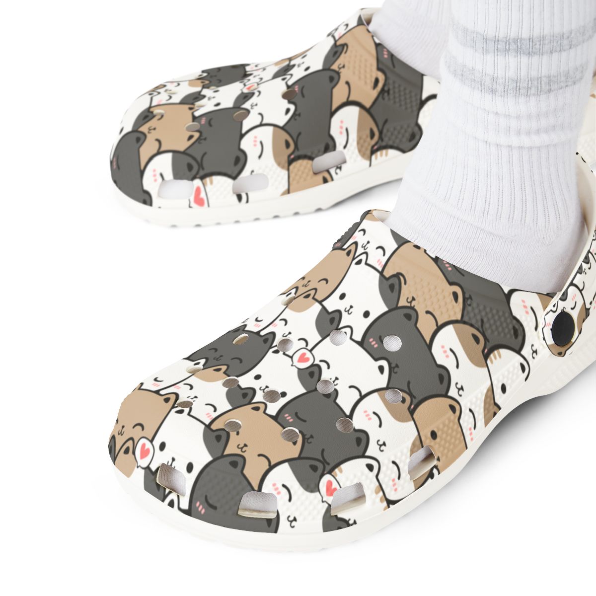 Patchwork Cat Garden Shoes for Adults & Kids – Lightweight EVA Slip-On Cute Neutral Animal Sandals Water-Resistant Nurse Comfort & Everyday Walking