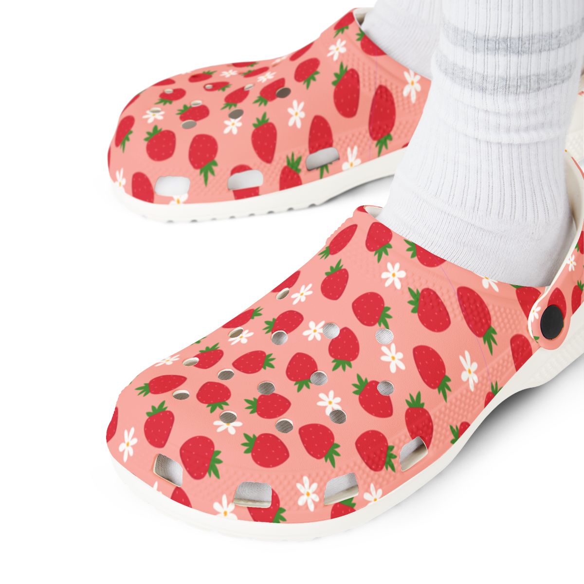 Strawberry Garden Shoes for Adults & Kids – Lightweight EVA Slip-On Pink Fruit Sandals Water-Resistant Nurse Comfort & Summer Walking