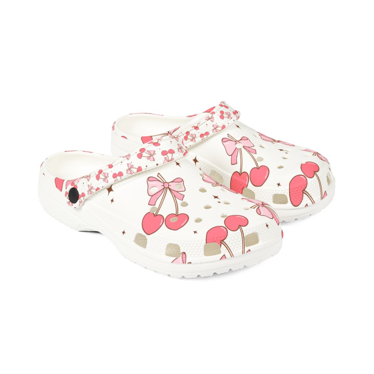 Cherry Bow Garden Shoes for Adults & Kids – Lightweight EVA Slip-On Cute Fruit Sandals Water-Resistant Nurse Comfort & Walking