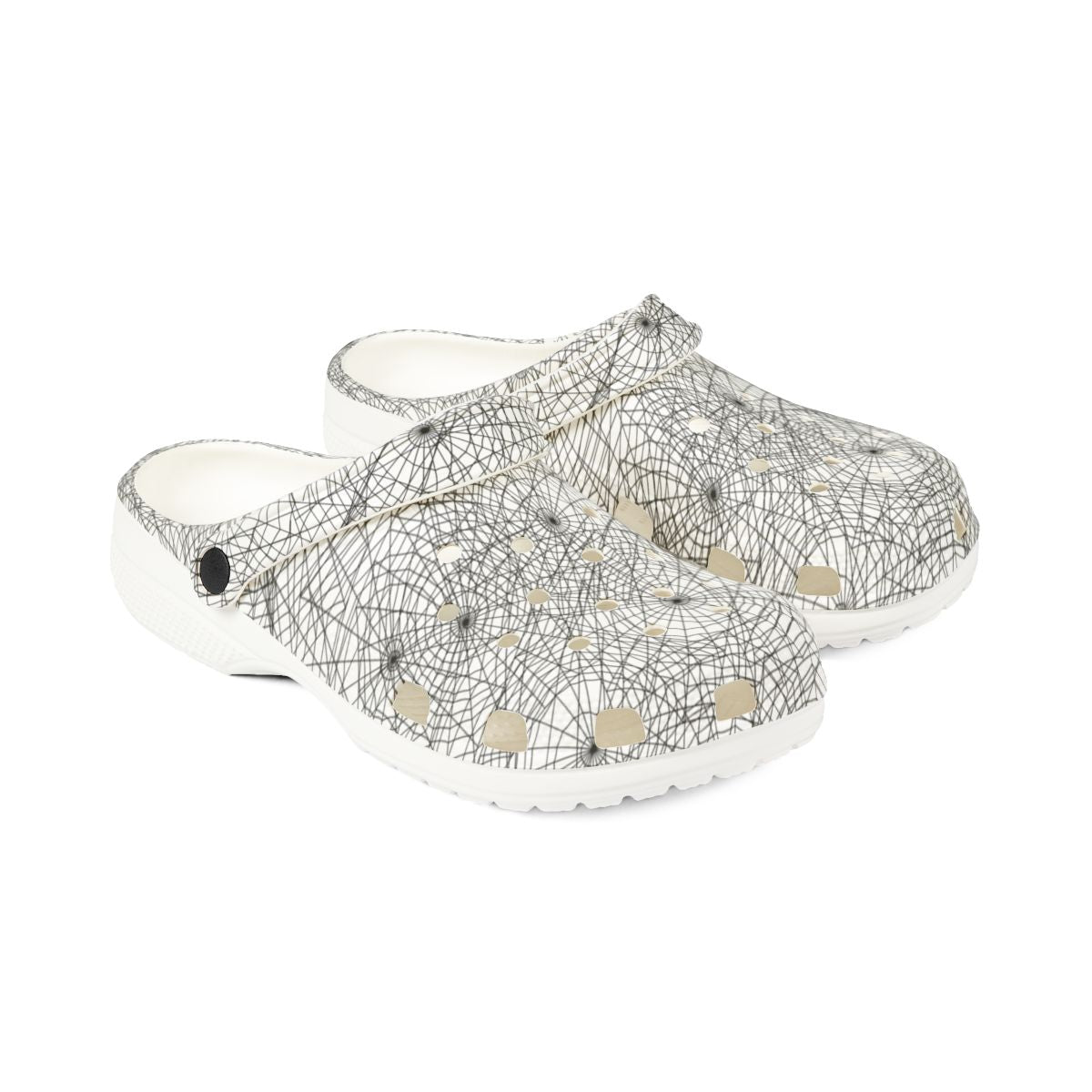Spider-Web Sandals for Adults & Kids – Spooky Black EVA Garden Shoes, Lightweight Slip-Ons, Goth Comfort for Halloween and Everyday Wear