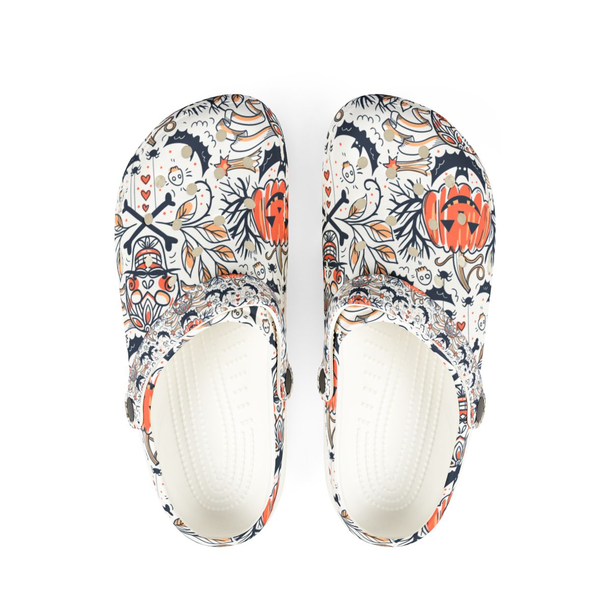 Pumpkin Bat Leaf Halloween Garden Shoes for Adults & Kids – Lightweight EVA Slip-On Spooky Sandals Water-Resistant Nurse Comfort