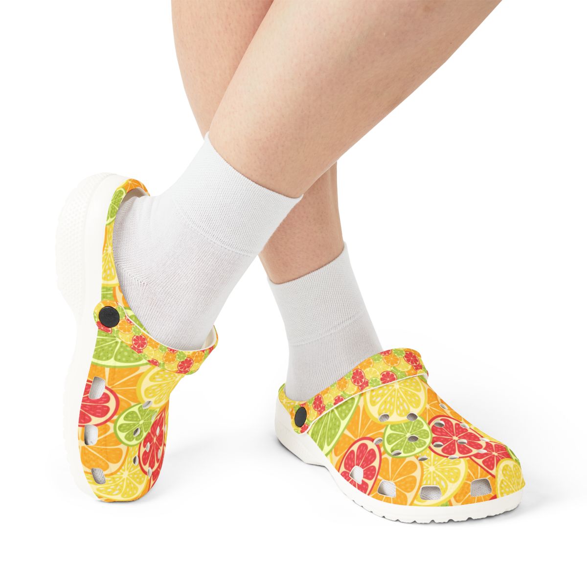 Citrus Slice Garden Shoes for Adults & Kids – Lightweight Lime Lemon Orange Fruit Print EVA Slip-On Summer Beach Sandals Comfy Nurse Shoe
