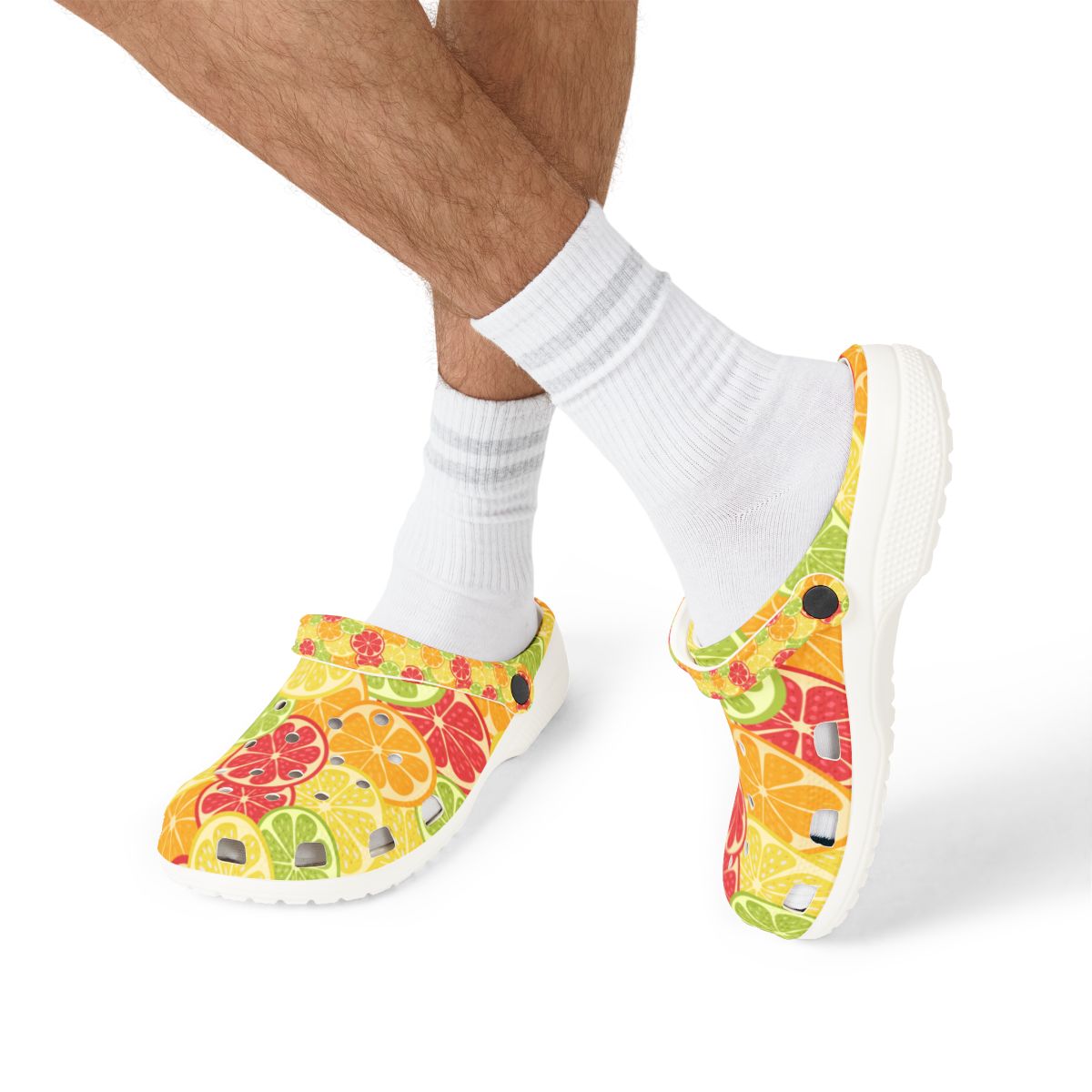Citrus Slice Garden Shoes for Adults & Kids – Lightweight Lime Lemon Orange Fruit Print EVA Slip-On Summer Beach Sandals Comfy Nurse Shoe