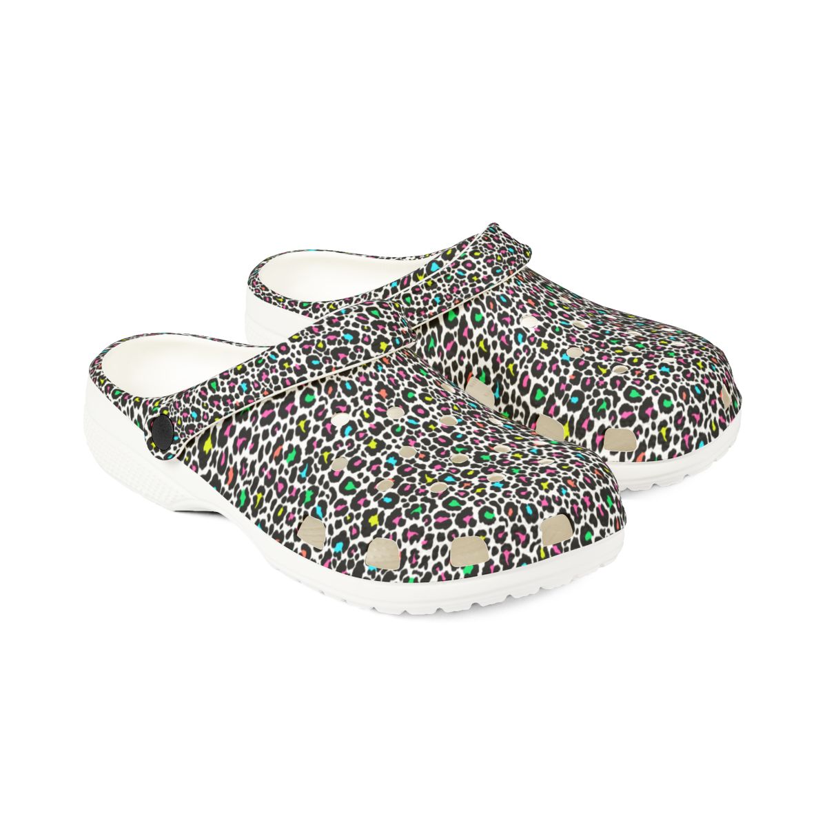 Confetti Leopard Garden Shoes for Adults & Kids – Lightweight EVA Slip-On Colorful Animal Sandals Water-Resistant Nurse Comfort & Walking