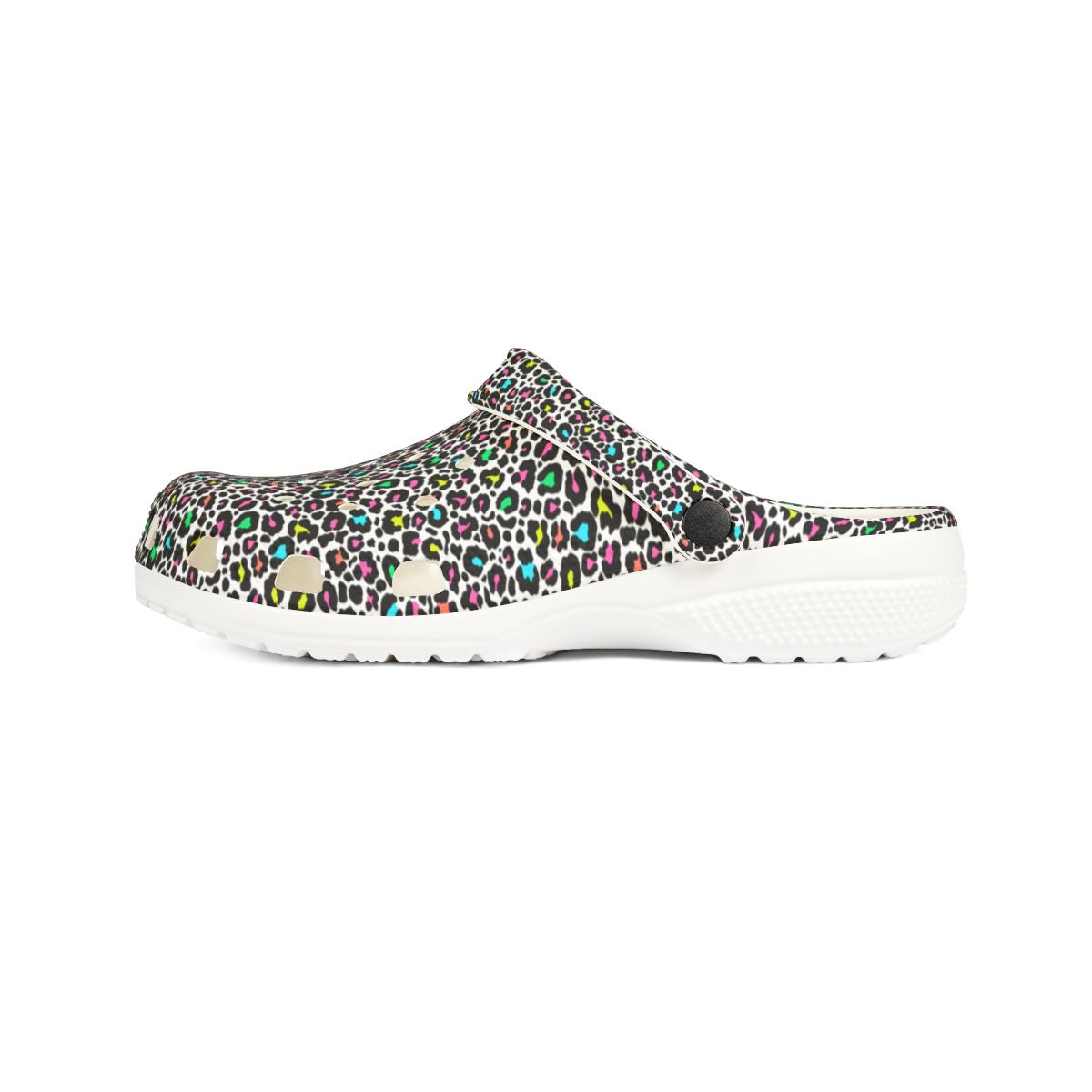 Confetti Leopard Garden Shoes for Adults & Kids – Lightweight EVA Slip-On Colorful Animal Sandals Water-Resistant Nurse Comfort & Walking