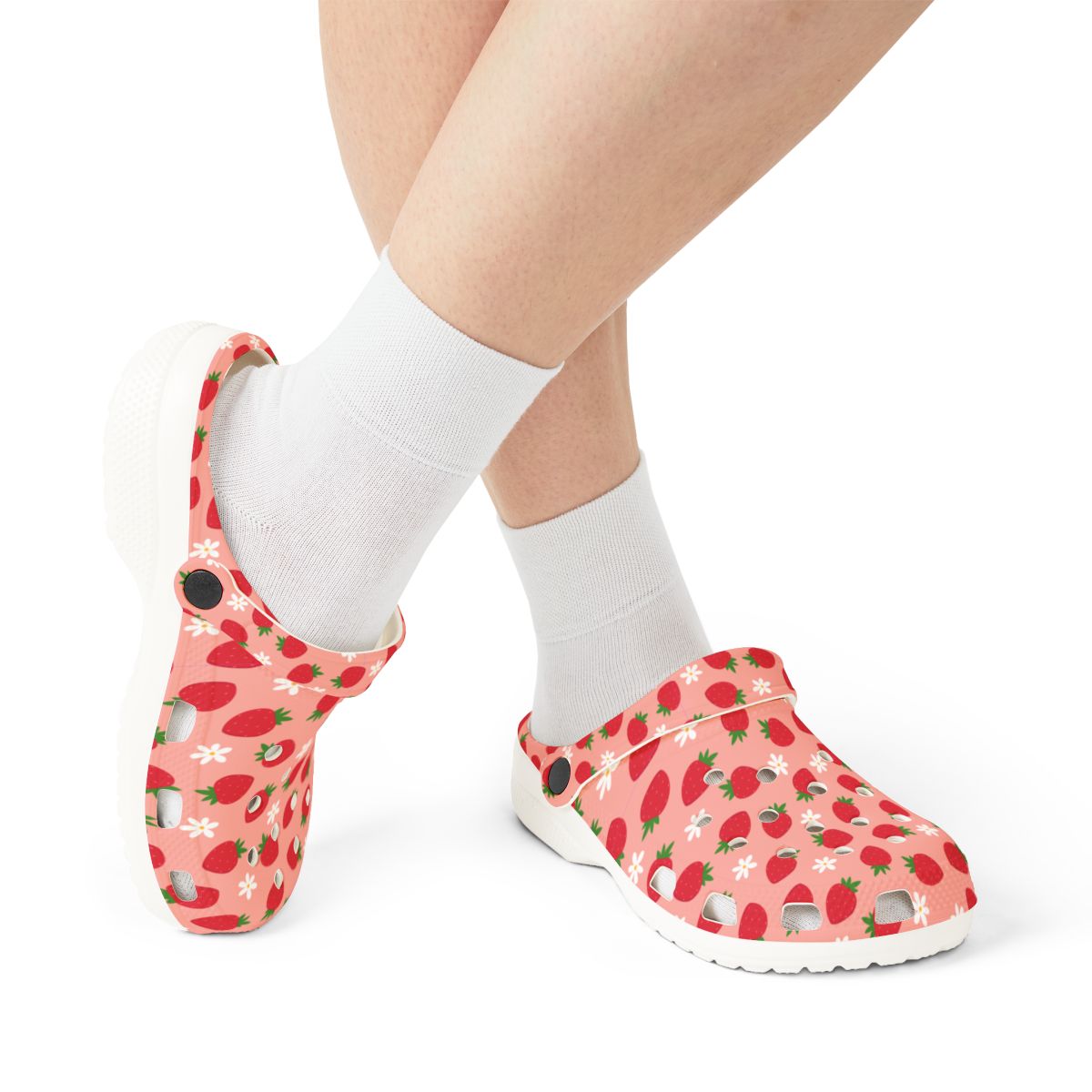 Strawberry Garden Shoes for Adults & Kids – Lightweight EVA Slip-On Pink Fruit Sandals Water-Resistant Nurse Comfort & Summer Walking