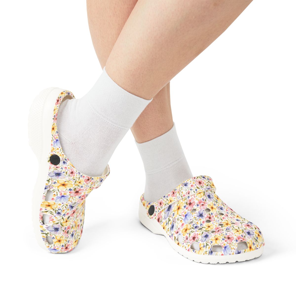 Floral Meadow Garden Shoes for Adults & Kids โ Multicolor Wildflower EVA Slip-On Summer Beach Sandals Lightweight Nurse Comfort Footwear