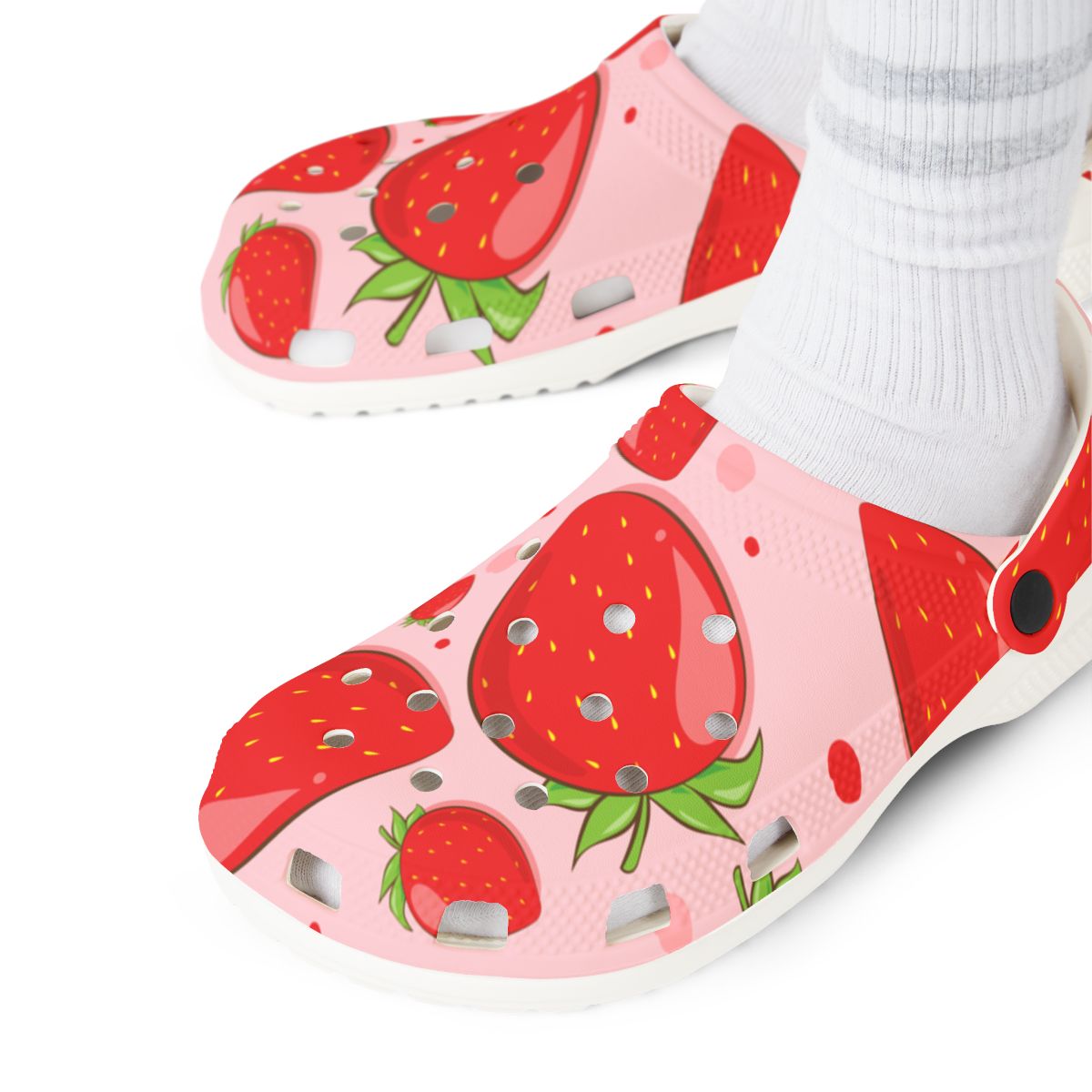 Strawberry Sandals for Adults & Kids – Cute Fruit Print Garden Shoes, Lightweight EVA Slip-Ons, Comfy Summer Footwear