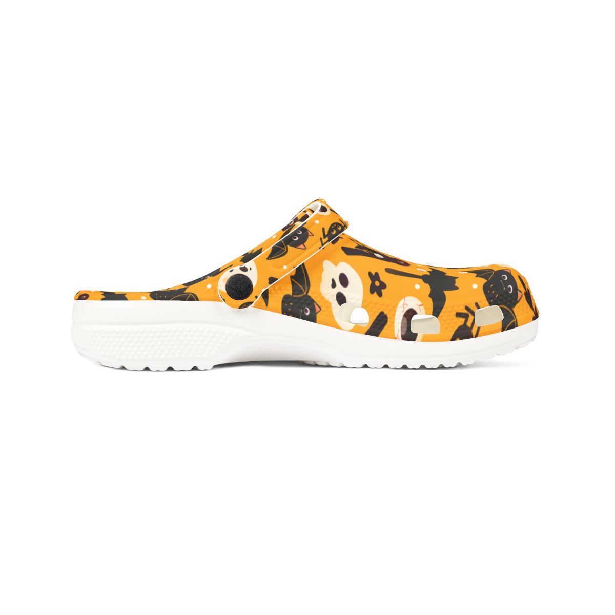 Orange Halloween Garden Shoes for Adults & Kids – Lightweight EVA Slip-On Ghost Bat Pumpkin Sandals Water-Resistant Nurse Comfort & Walking Footwear