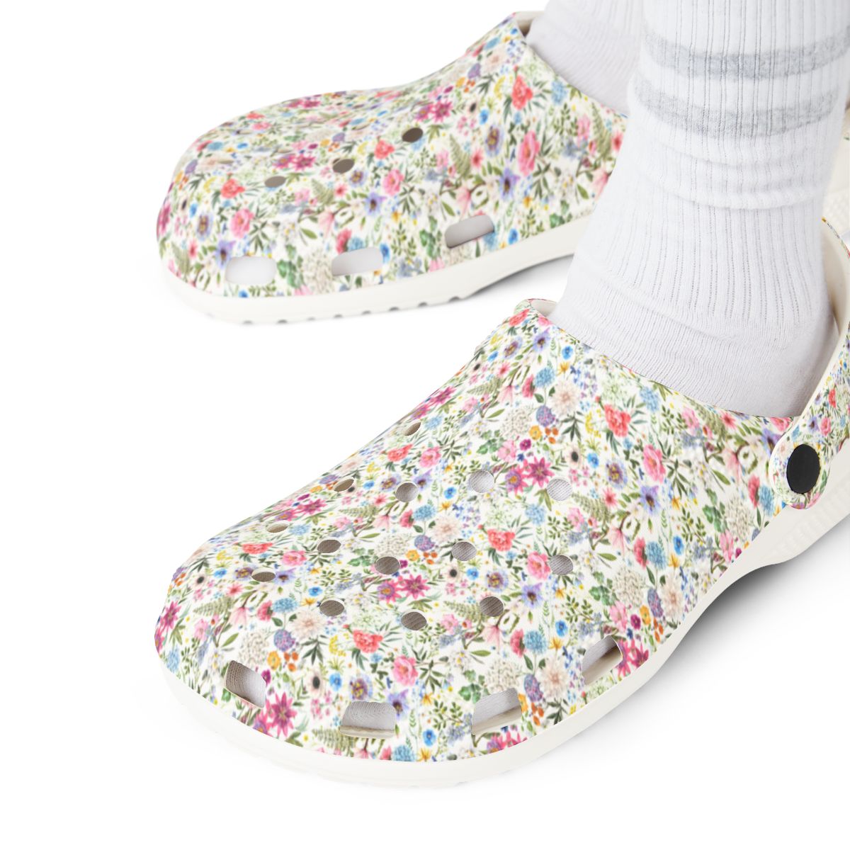 Pastel Wildflower Garden Shoes for Adults & Kids – Lightweight EVA Slip-On Floral Summer Sandals Water-Resistant Nurse Walking Comfort, Mom
