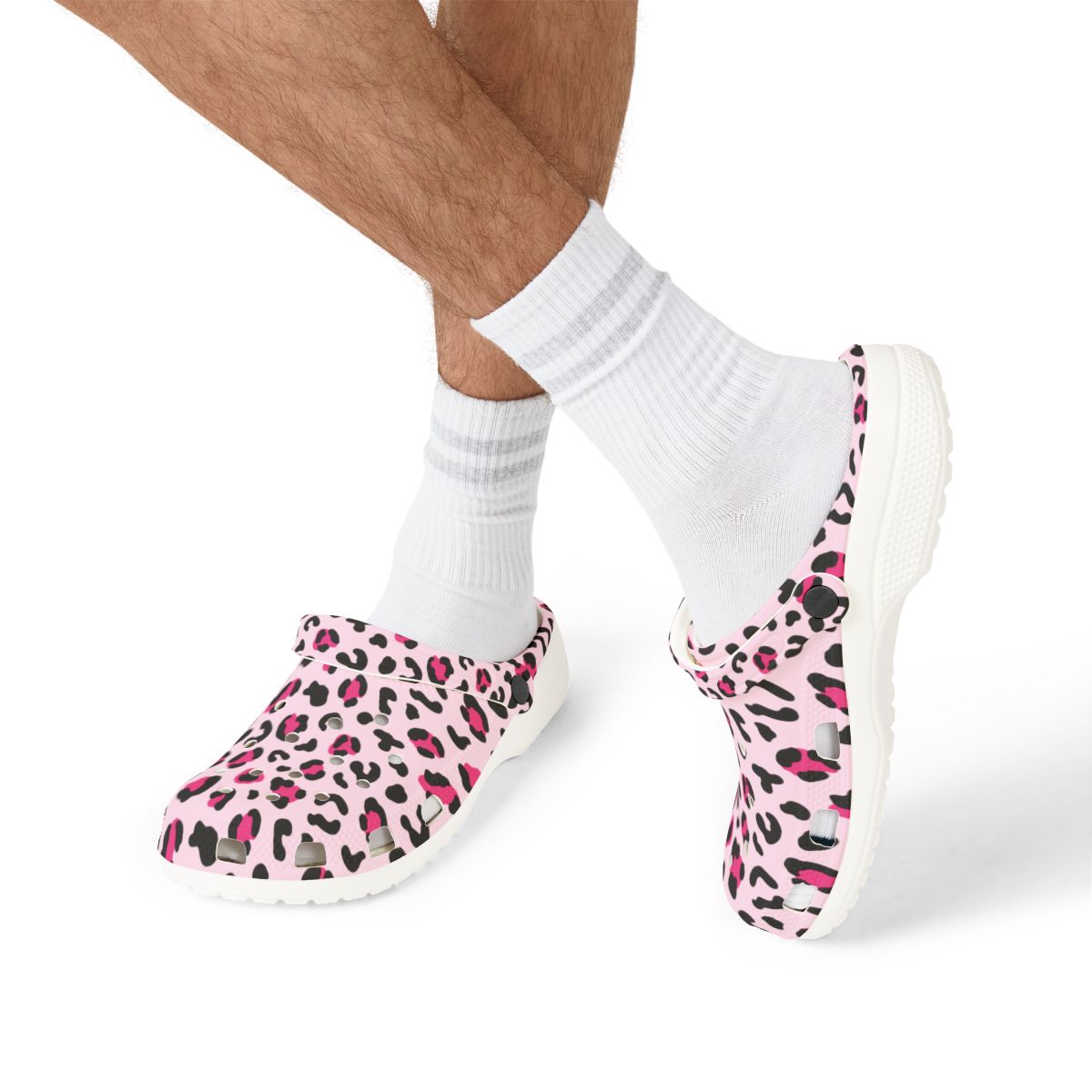 Pink Leopard Print Garden Shoes for Adults & Kids – Lightweight EVA Slip-On Trendy Animal Sandals Water-Resistant Nurse Comfort & Walking