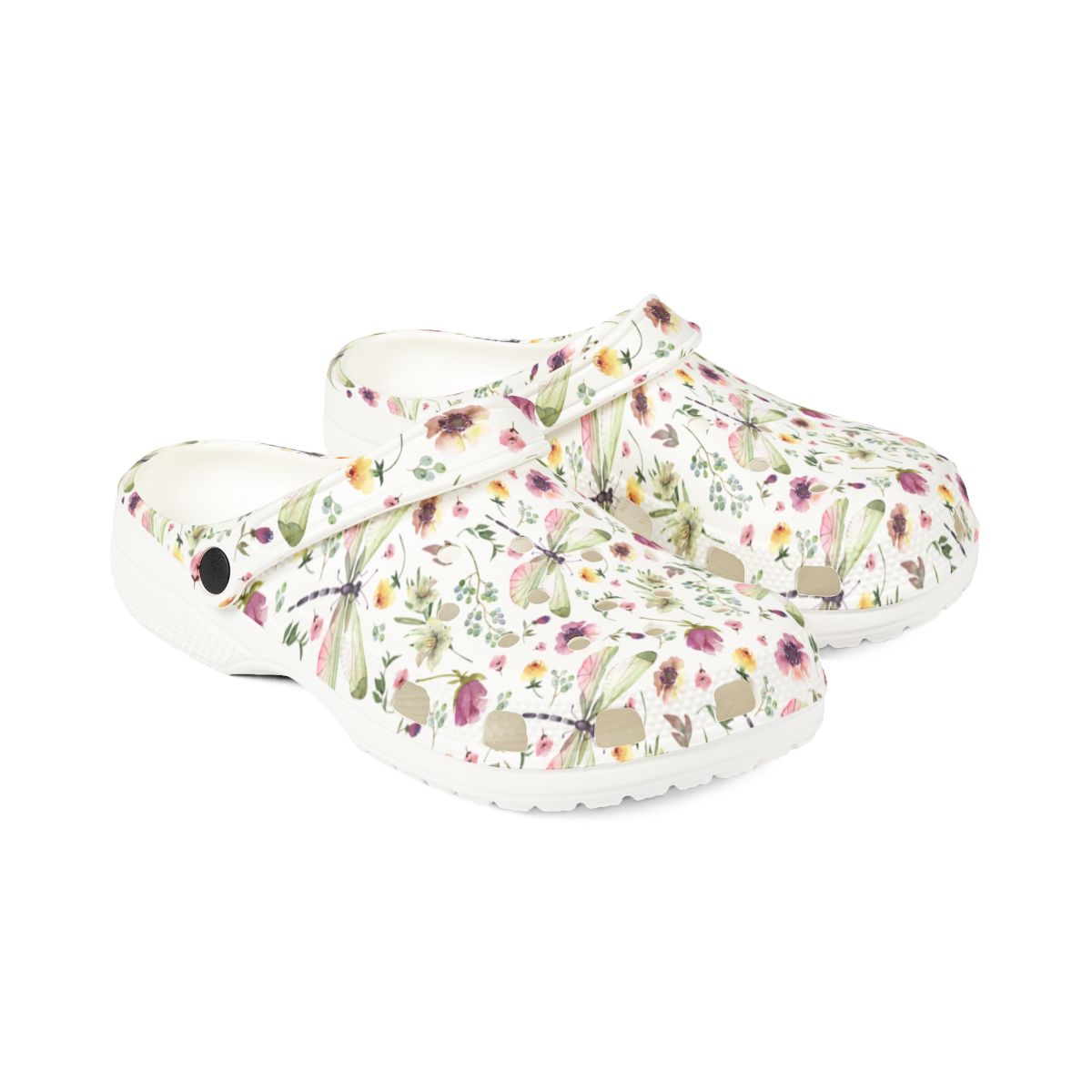 Dragonfly Wildflower Garden Shoes for Adults & Kids – Lightweight EVA Slip-On Floral Summer Sandals Water-Resistant Nurse Comfort & Walking