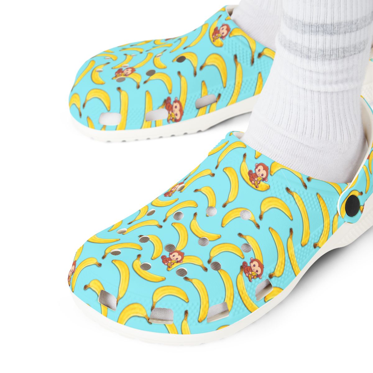 Banana Monkey Garden Shoes for Adults & Kids โ Lightweight EVA Slip-On Summer Fruit Sandals Water-Resistant Nurse Comfort & Walking Footwear