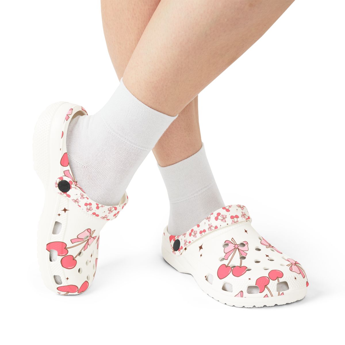 Cherry Bow Garden Shoes for Adults & Kids – Lightweight EVA Slip-On Cute Fruit Sandals Water-Resistant Nurse Comfort & Walking
