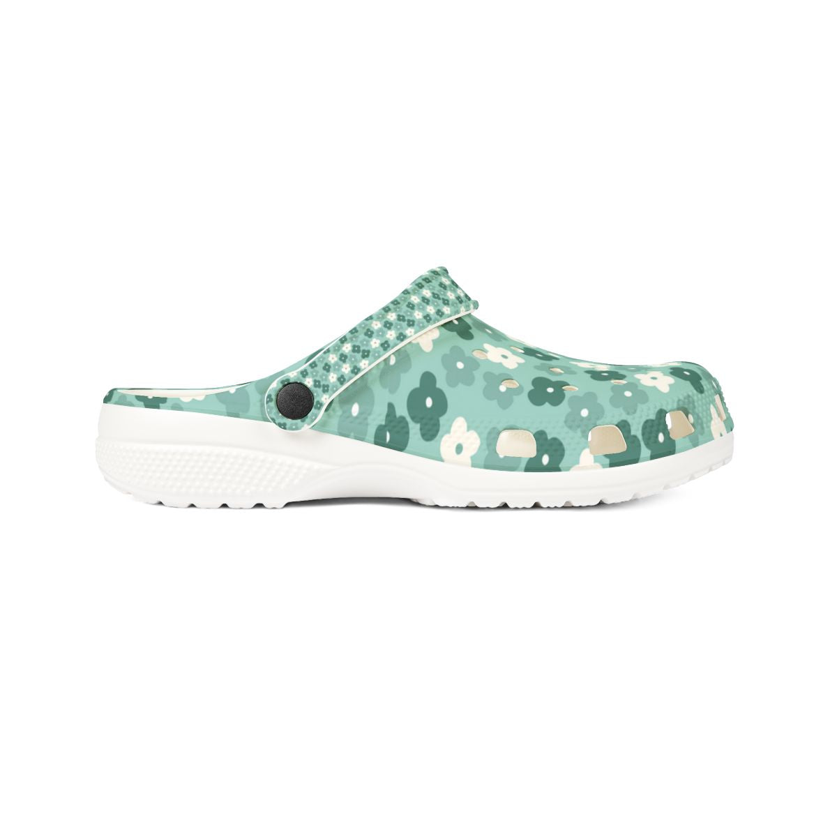 Retro Teal Daisy Garden Shoes for Adults & Kids – Lightweight EVA Slip-On Floral Summer Nurse Sandals Water-Resistant Comfort Footwear, Mom