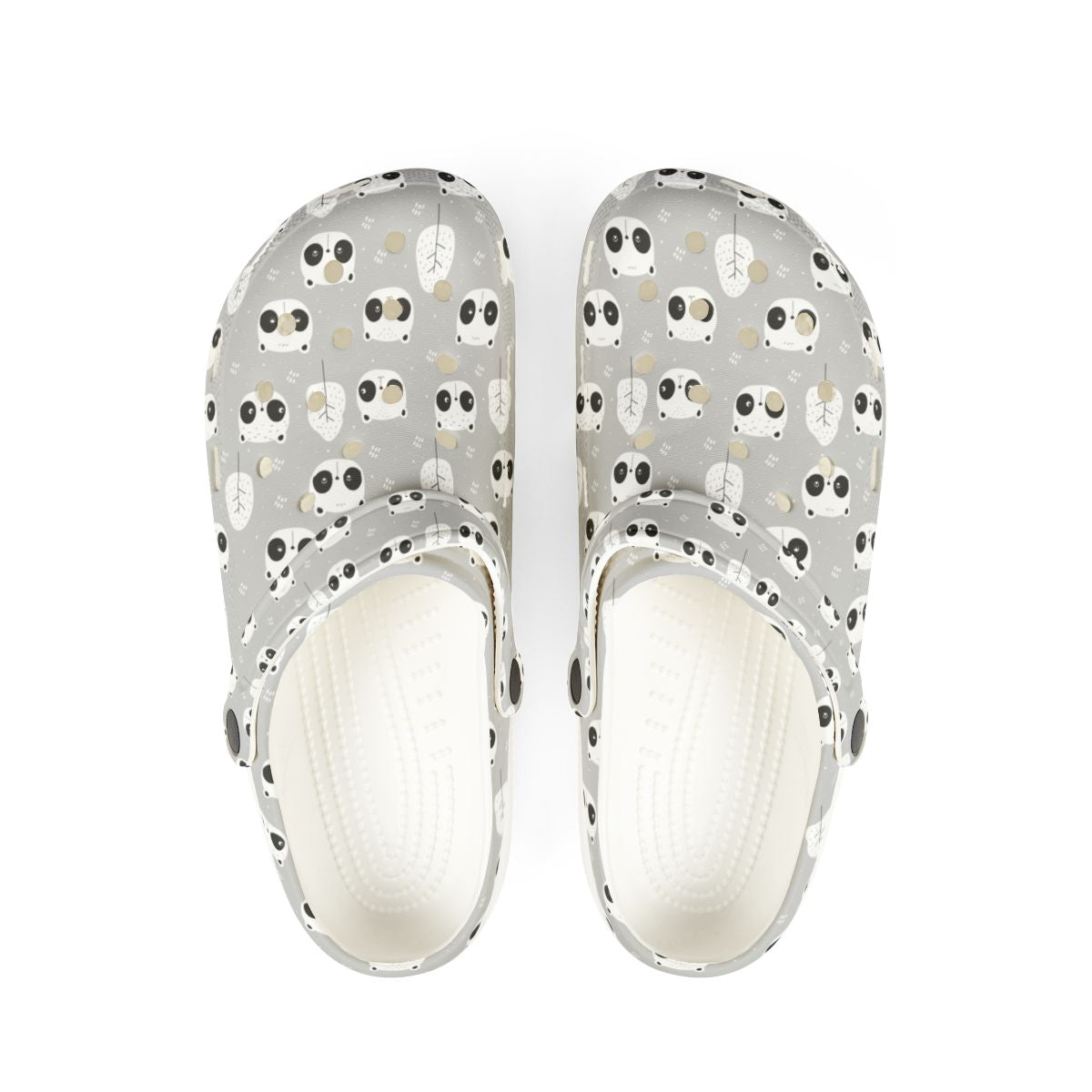 Gray Panda Garden Shoes for Adults & Kids – Lightweight EVA Slip-On Cute Animal Sandals Water-Resistant Nurse Comfort & Walking Footwear