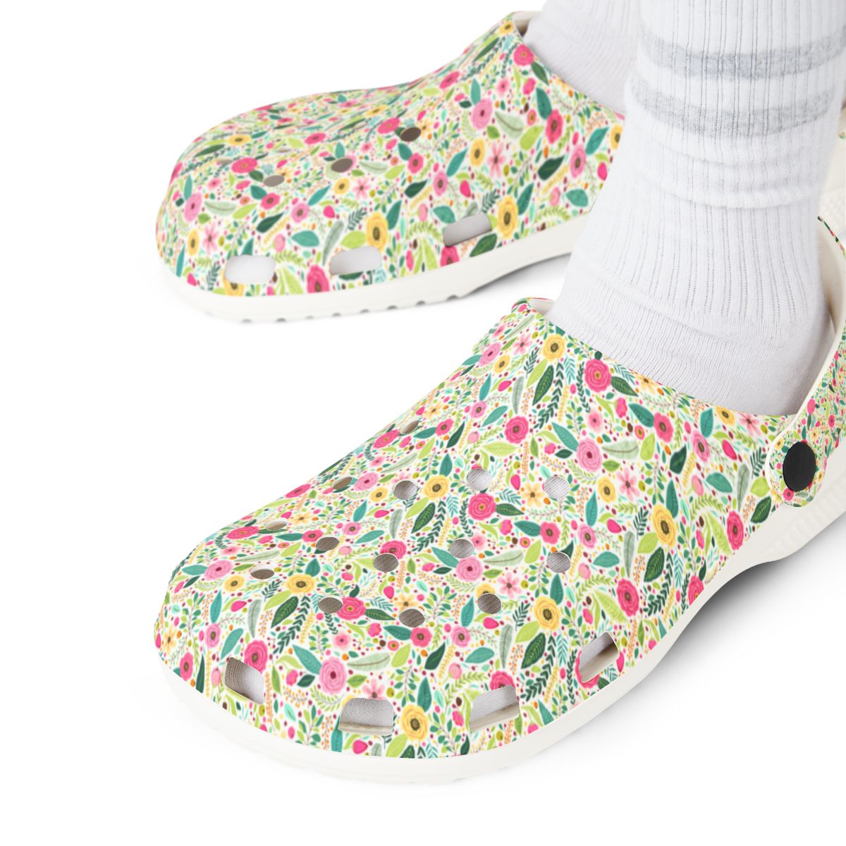 Peony Meadow Garden Shoes for Adults & Kids – Lightweight EVA Slip-On Floral Summer Sandals Water-Resistant Nurse Comfort & Walking Footwear