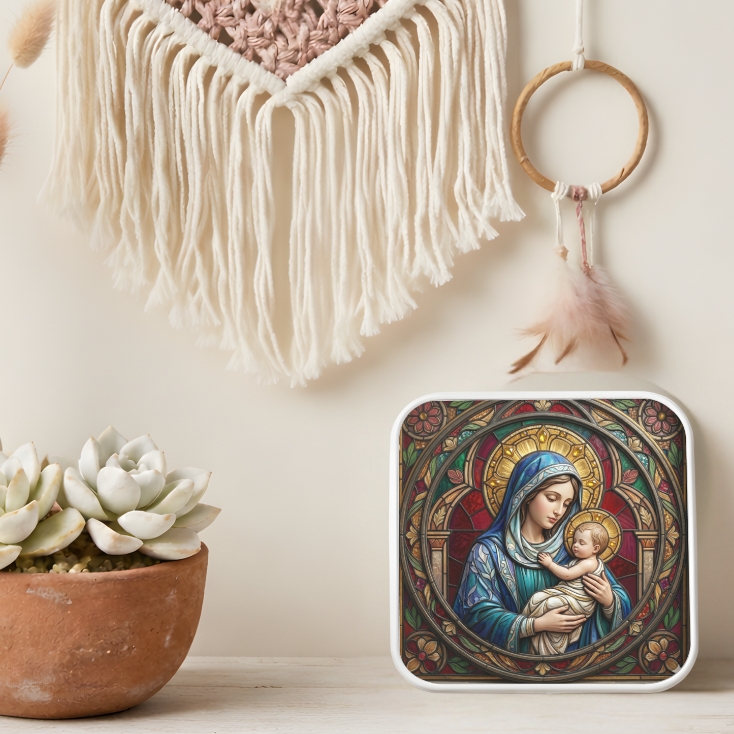 Mary and Baby Jesus Necklace or Keychain, Catholic Necklace, Virgin Mary Jewelry, Religious Keepsake Gift