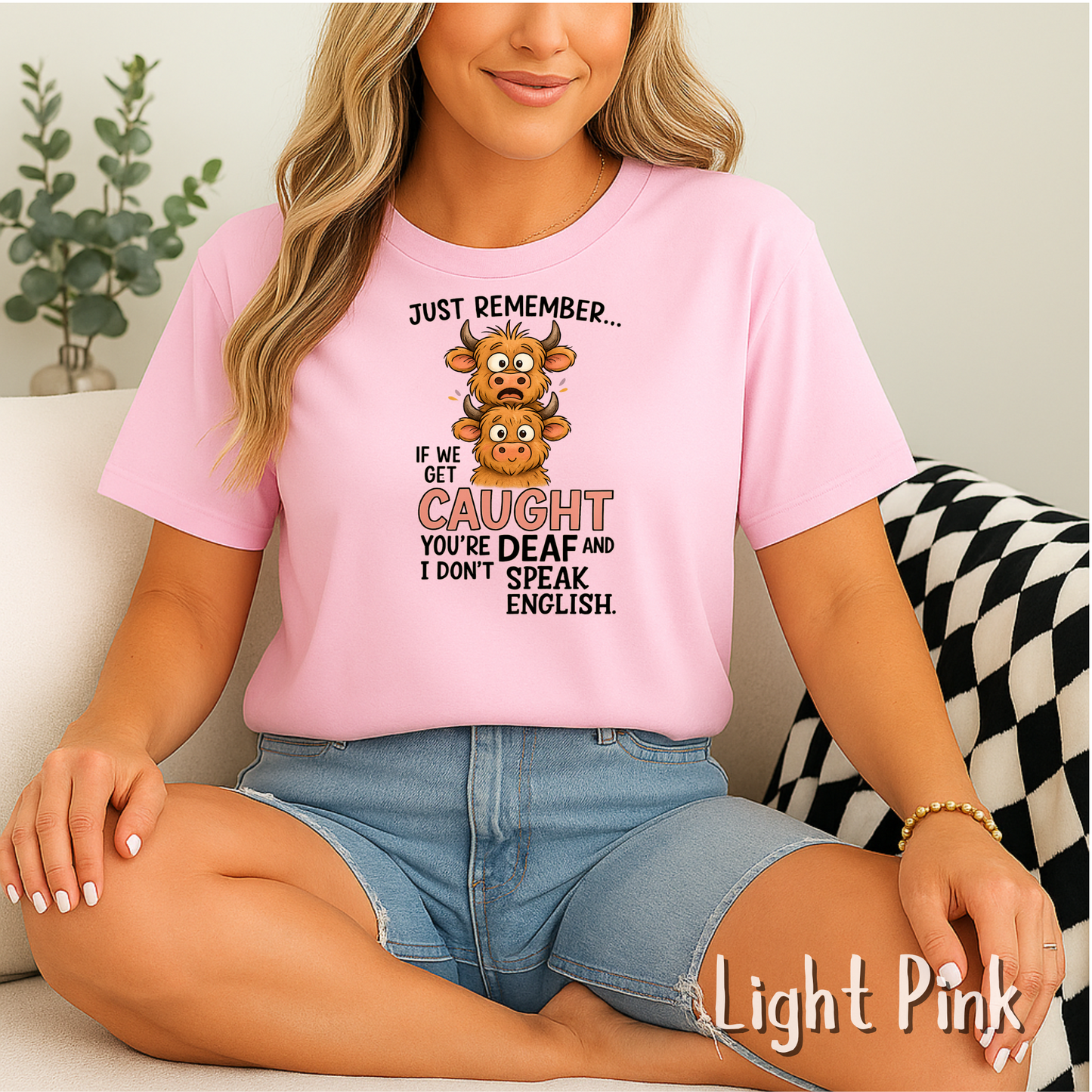 Funny Cow Shirt – If We Get Caught You're Deaf Tee and Tote Bag – Sarcastic Unisex T-Shirt for Best Friends & Cow Lovers, Funny Animal Tee