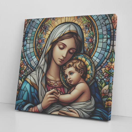Virgin Mary and Baby Jesus Canvas Wall Art