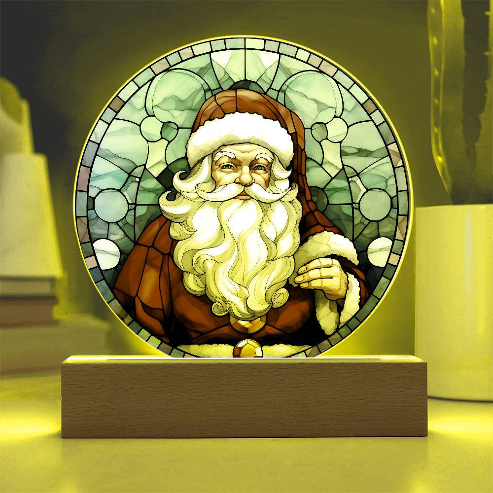 Santa Stained Glass Style LED Night Light
