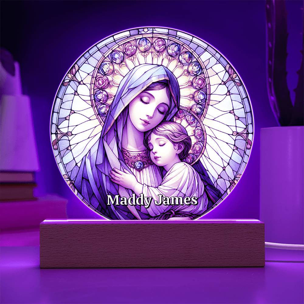 Mary and Baby Jesus Stained Glass Plaque