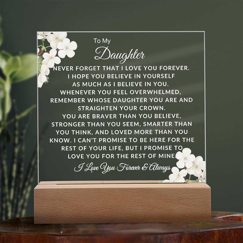 White Flower Daughter Plaque