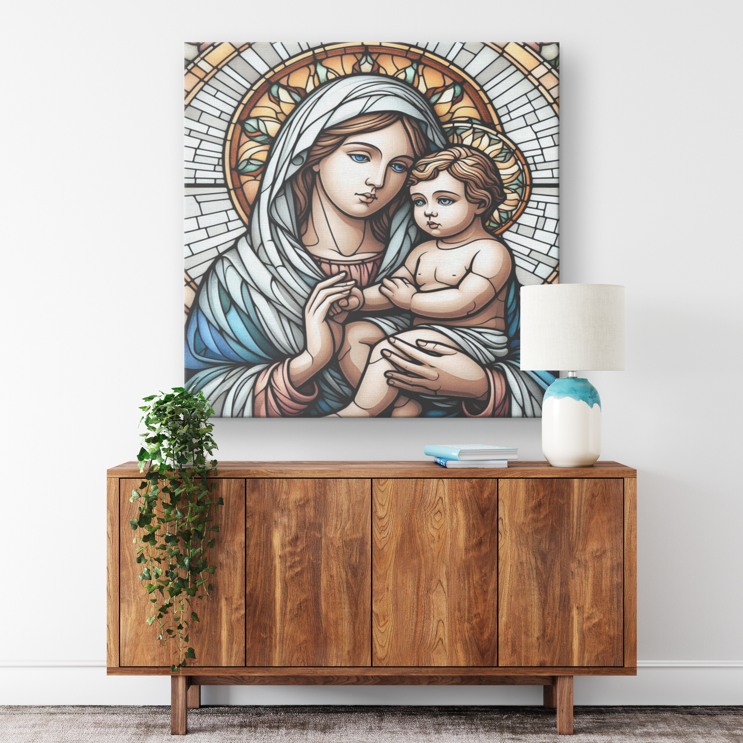 Virgin Mary & Baby Jesus Canvas Wall Art